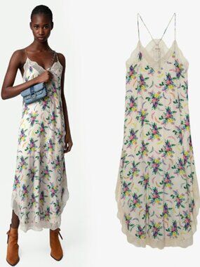 NWT $398 Zadig & Voltaire Ristyl Cream Bouquet Floral Dress